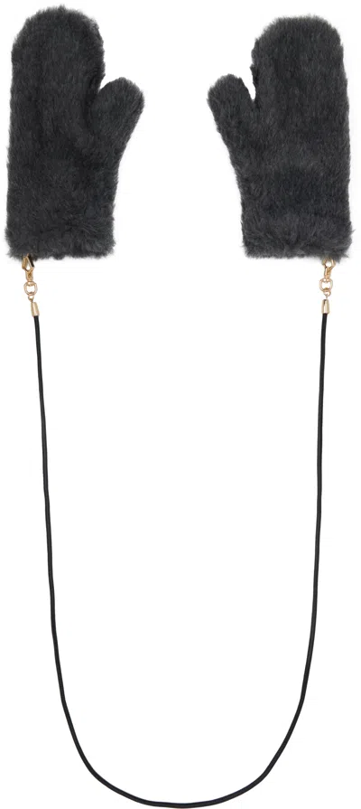 Max Mara Gray Ombrato 3 Mitts In 001 Dark Grey