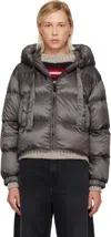 Max Mara Cropped Down Jacket In Water-repellent Technical Fabric In Gray