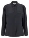 Max Mara Mxmsiamese Collared Shirt Long Sleeves Pocket In Gray