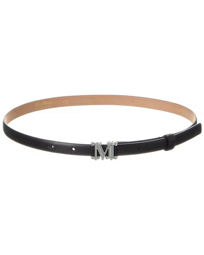 Max Mara Graziata Leather Belt In Black
