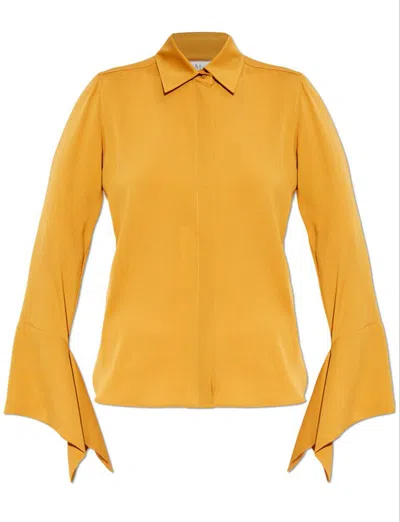 Max Mara Grecia Silk Charmeuse Shirt In Yellow