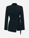 Max Mara Green Wool Canvas Jacket With Belt Women