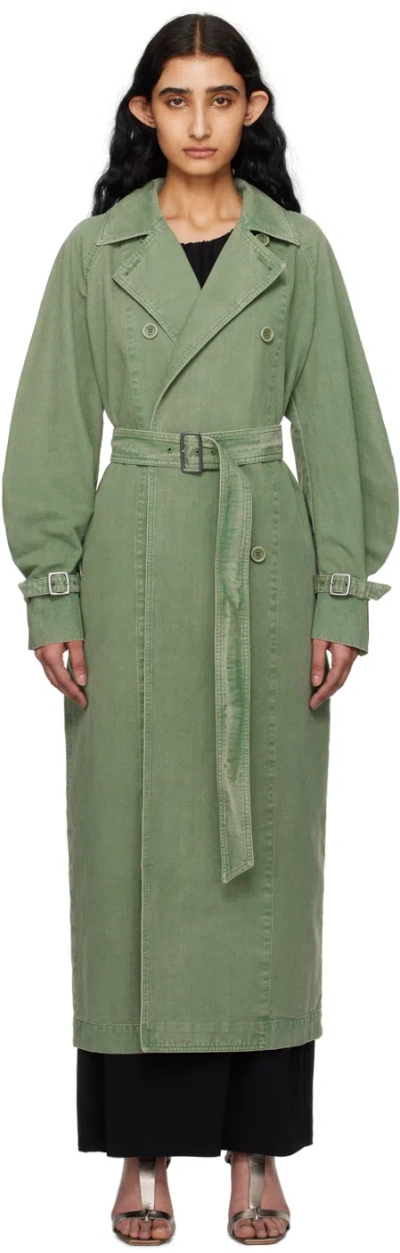 Max Mara Corfu Belted Coat In Green