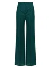 Max Mara High Waist Wide-leg Trousers With Belt Loops In Green