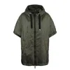 Max Mara Green Khaki Padded Cape With Drip-proof Canvas Hood In Green