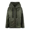Max Mara Green Khaki Padded Drip-proof Canvas Jacket With Hood In Green
