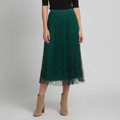 Pre-owned Max Mara Green Pleated Chantilly Lace Sierra Midi Skirt M
