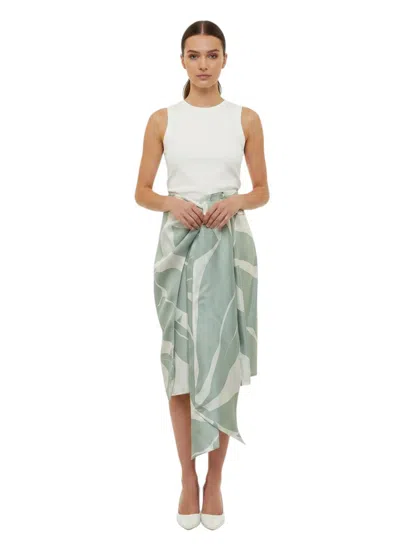 Max Mara Green Printed Mini Skirt In Multi