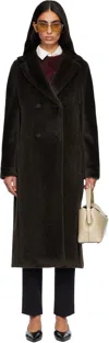 Max Mara Green Rosanna Faux-fur Coat In Black