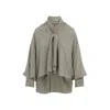 Max Mara Green Silk Shirt With Tie Neckline And Buttoned Cuffs