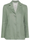 Max Mara Single-breasted Linen Jacket In Grey