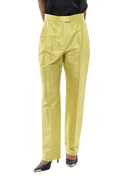 Max Mara Green Straight Flat Front Pants