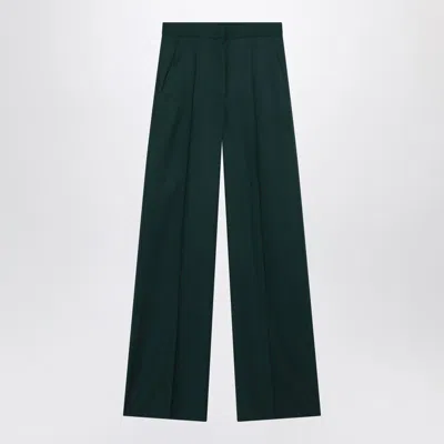 Max Mara Green Straight Trousers In Wool