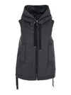 Max Mara 'greengo' Black Sleeveless Vest With Drawstring Hood In Tech Fabric Woman In Black