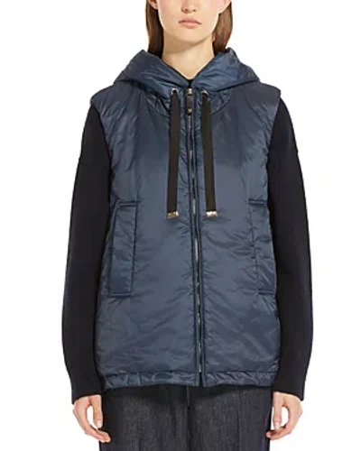 Max Mara Greengo Water Repellent Hooded Vest In Navy