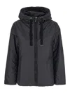 Max Mara 'greenh' Black Down Filled Jacket With Drawstring Hood In Tech Fabric Woman In Black