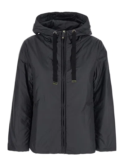 Max Mara 'greenh' Black Down Filled Jacket With Drawstring Hood In Tech Fabric Woman