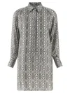 Max Mara Geometric Long Sleeve Dress With Side Slits In Gray