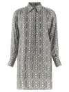 Max Mara Geometric Long Sleeve Dress With Side Slits In Gray