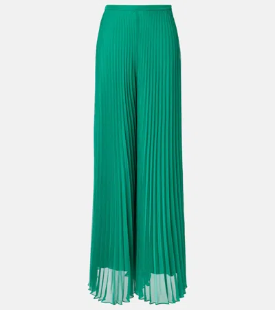 Max Mara Grembo Pleated Wide-leg Pants In Green