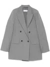 Max Mara Double-breasted Grey Blazer With Crinkled Texture