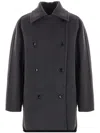 Max Mara Grey Coat With Structured Silhouette And Layered Hemline