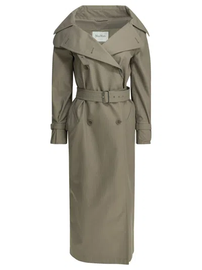 Max Mara Grey Cotton Acetate Polyester Drip-proof Trench Coat In Gray