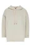 Max Mara Rally Sweatshirt With Hood And Ribbed Cuffs In Beige