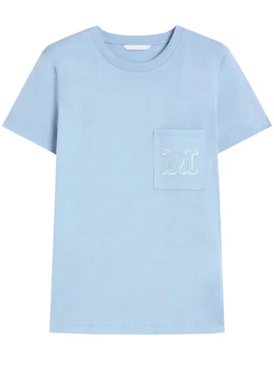 Max Mara Grey Cotton T-shirts In Blue