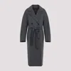 Max Mara Double-breasted Grey Virgin Wool Coat With Belted Waist In Gray