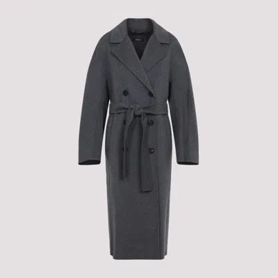 MAX MARA GREY DOUBLE BREASTED LONG TRENCH