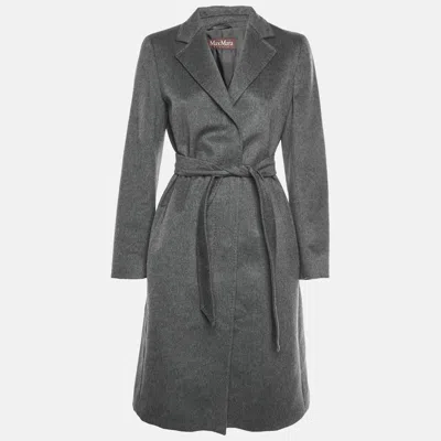 Max Mara Grey Felt Belted Coat In Gray