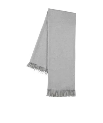 Max Mara Grey Fringed Scarf In Gray