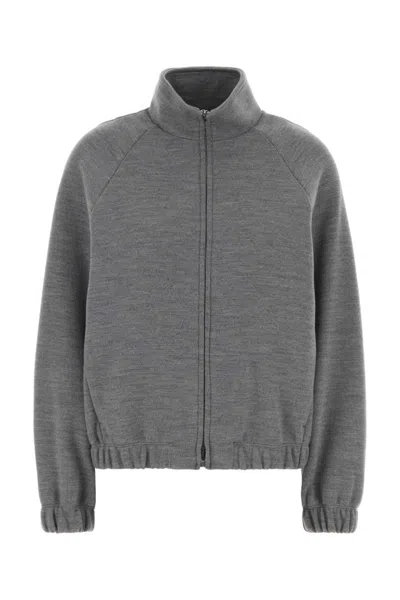 Max Mara Grey High Collar Sweatshirt In Gray