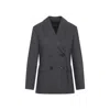Max Mara Double-breasted Charcoal Grey Wool Blend Jacket In Gray