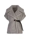 Max Mara Asymmetrical Vegan Fur Jacket For Women In Grey