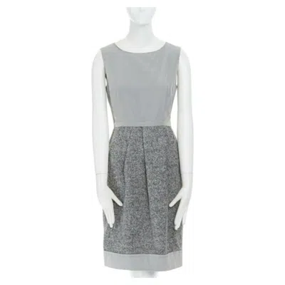 Pre-owned Max Mara Grey Polyamide Speckle Wool Skirt Sleeveless Work Dress Us8 Fr40 M In Gray