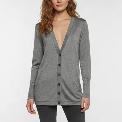 Pre-owned Max Mara Grey Silk Blend Long Sleeve Cardigan L