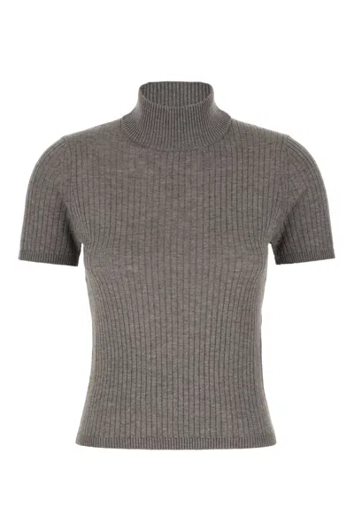 Max Mara Grey Silk Blend Sweater In Gray