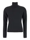 Max Mara Grey Solid Turtle Neck Sweater In Multi