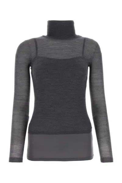 Max Mara Grey Stresa Wool Turtleneck Sweater