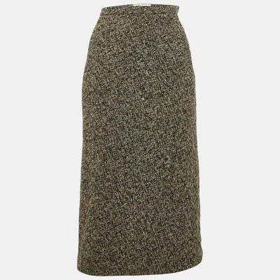 Pre-owned Max Mara Grey Tweed Midi Skirt L