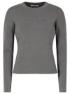 Max Mara Silk Crew Neck Sweater With Ribbed Texture In Gray