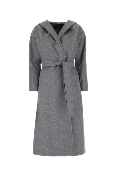 Max Mara Grey Wool Bdanton Coat In Grigio Medio