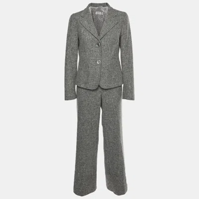 Pre-owned Max Mara Grey Wool Blend Blazer And Trousers Suit Set M In Gray