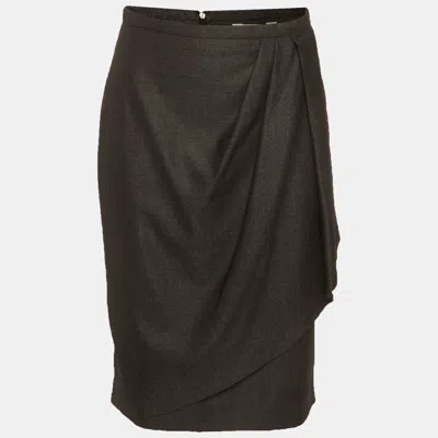 Pre-owned Max Mara Grey Wool Blend Pleated Mini Skirt M In Gray
