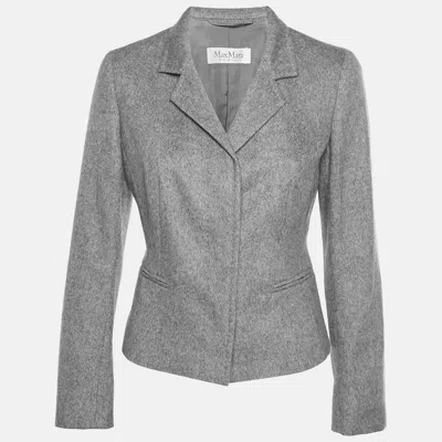 Pre-owned Max Mara Grey Wool Blend Regular Fit Blazer S In Gray