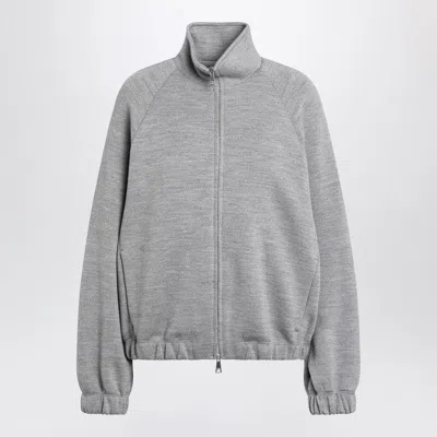 MAX MARA MAX MARA  GREY WOOL BLEND ZIP-UP SWEATSHIRT