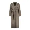 Max Mara Grey Wool Drap Midi Coat In Gray