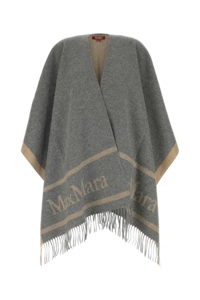 Max Mara Grey Wool Hildestd Cape In Gray